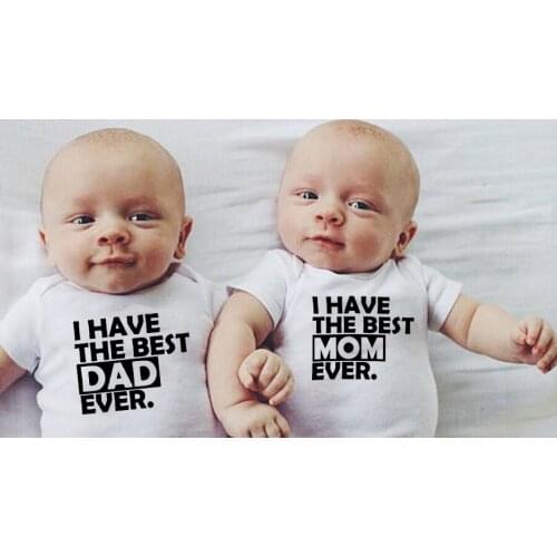 New Casual Newborn Baby Boys Girls Short Sleeve Letter Print I Have The Best Dad and Mom Romper Baby Clothes Hot Sales