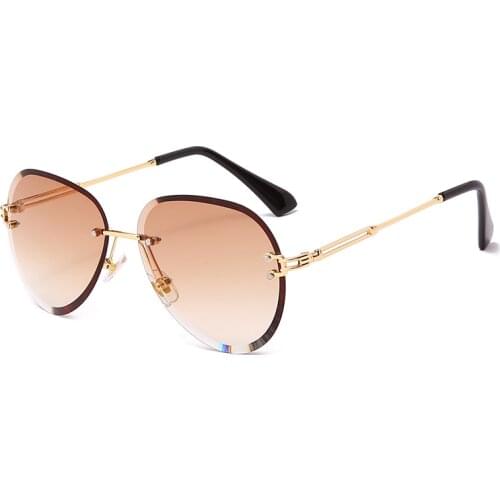 Fashion Rimless Sunglasses Women Metal Sun glasses Luxury Lady Shades UV400 Eyewear Oculos Lunette De Soleil Femme