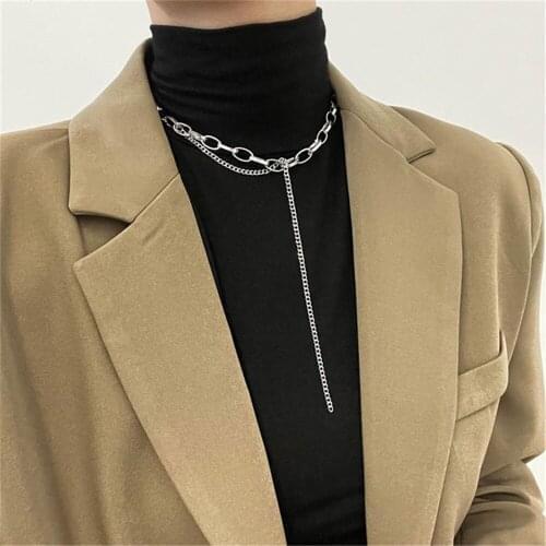 Boho Collar Multilevel Silver Color Punk Thick Necklace For Women 2021 Vintage Fashion Female Long Chain Jewelry Gift Wholesale