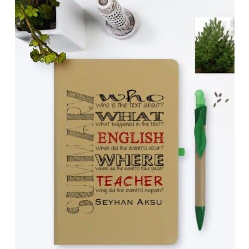 Personalized English Teacher Environmentalist Notebook and Seeded Pen Set-7