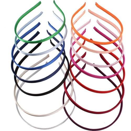 50pcs/lot Headband Korean Style Cloth Metal ribbon fabric wrap band Hair Accessories 7mm for 2019Girl Kid DIY Craft high quality