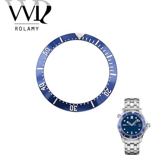 Rolamy Wholesale High Quality Aluminum Dark blue with White Writing Watch Bezel Insert for Seamaster 2220