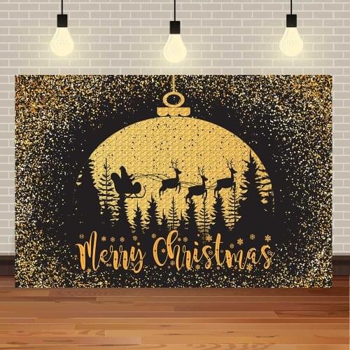 Seekpro Merry Christmas Bells Winter Wooden Reindeer Sequins Pine Cones Party Customized Photo Backdrop Photography Background