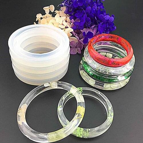 Bracelet Bangle Silicone Mold Round Bangle Transparent Dried Flower Mold For DIY Hand Resin Craft Jewelry Making Supplies Mold