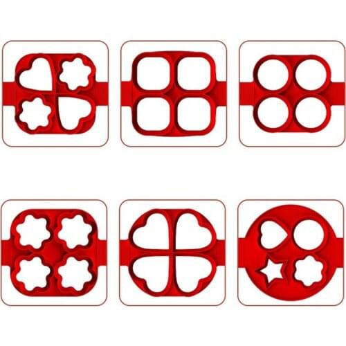 Silicone Pancake Maker Multiple Shapes 4 Holes Nonstick Baking Mold Ring Fried Egg Molds for Family Cooking Kitchenware Gadgets