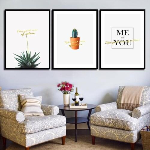 Nordic Simple Style Home Decor Painting Me And You Theme Plants Canvas Prints Poster Modern Space Art Wall Picture For Room