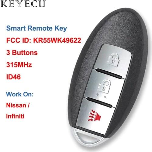 Keyecu Smart Proximity Remote Key Fob 3 Buttons 315MHz ID46 for Nissan Murano 370z for Infiniti EX35 EX37 FX35 QX50 KR55WK49622