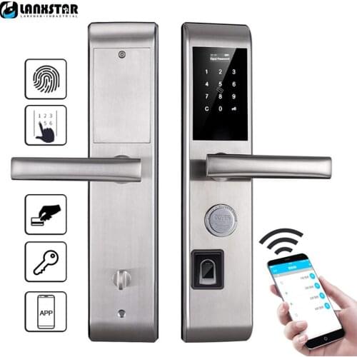Password Fingerprint Card Keys Bluetooth APP Smart Lock Anti-theft Door Locks English System Intelligent Lock Outdoor Dead-Lock