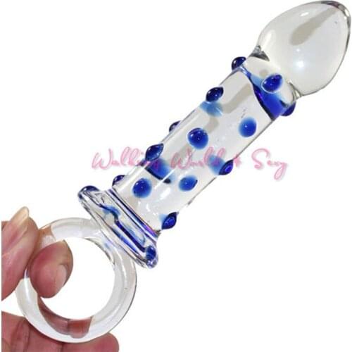 Pyrex Glass Dildo Particles G Spot Stimulator Butt Plug Anal Plug Glass Toys Sex Products For Women Masturbation Crystal Penis