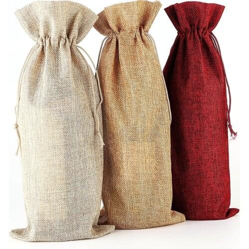 High quality Wine Bottle Gift Bags Jute Wine Bottle Bags Wine Bottle Cover with Drawstring insulation carrier wine tote bag