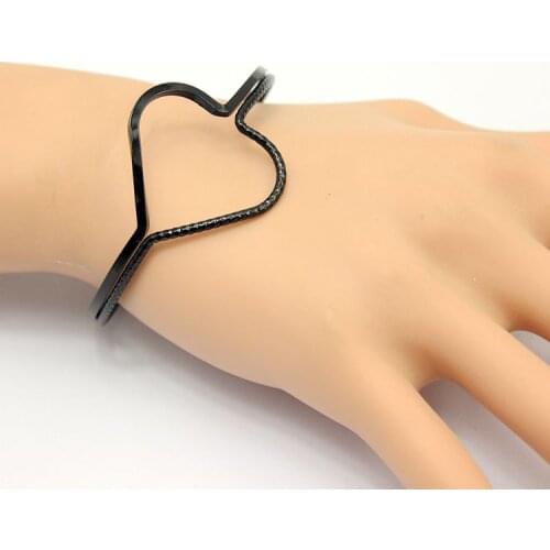 Pure copper casting summer new fashion simple geometric hollowed peach shaped bracelet for women