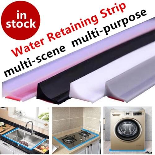 1M Silicone Water Retaining Strip TPE Water Stopper Bathroom Kitchen Sink Water Barrier Washing Machine Base Anti-mold Strips