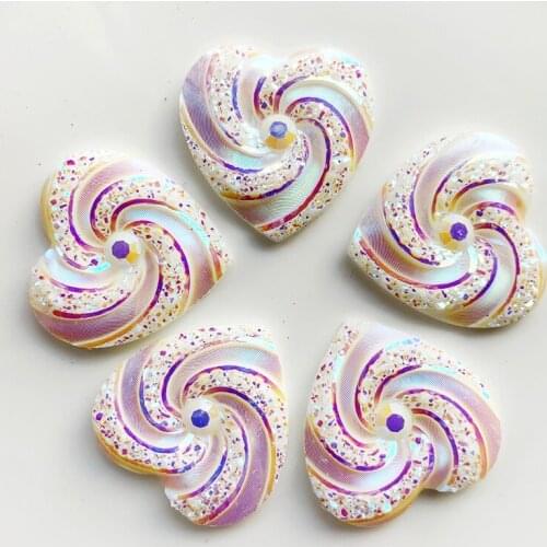 29mm AB Resin Heart Crystal Rhinestone Applique Flat Back Resin Gems Non Sewn Strass Crystal Stones for Crafts Wedding 10pcs