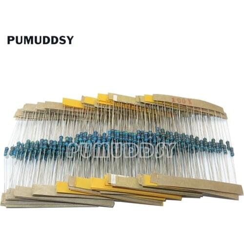 300Pcs 1/4w 10 -1M Ohm 1/4w 0.25W Resistance 1% Metal Film Resistor Resistance Assortment Kit Set 30 Kinds Each 10PCS
