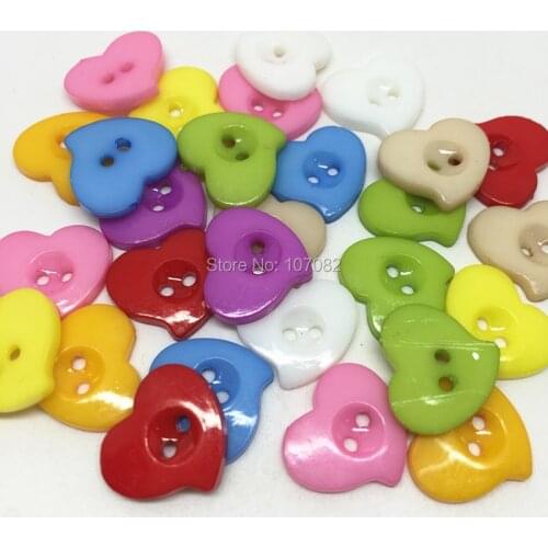 500pcs 13X15MM Mixed Heart Buttons 2 Holes Sewing ACCESSORIES For Scrapbooking Cardmaking Embellishments