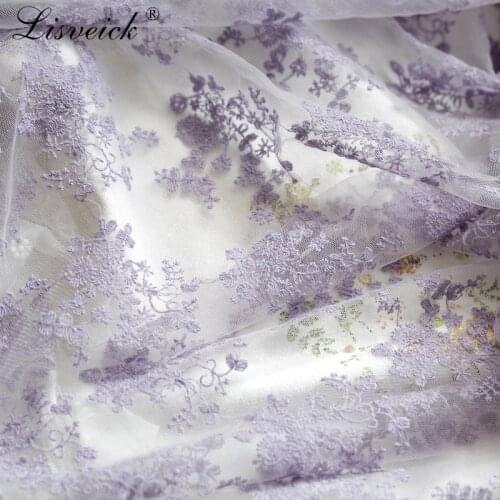 50x145cm purple embroidery flower mesh lace fabric Soft yarn tulle lace fabric girls dress wonmens clothing materials