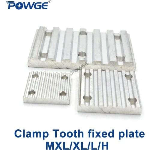 POWGE Aluminum Trapezoid teeth Clamp Tooth plate MXL/XL/L/H for open synchronous belt Fixed timing Belt connection Gusset plate