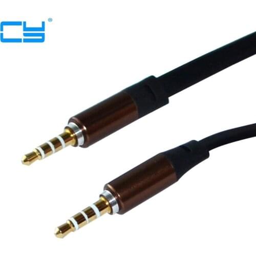 Audio car AUX Lin in 3.5mm male to 3.5mm male Flat Slim cable 1m 100cm Black