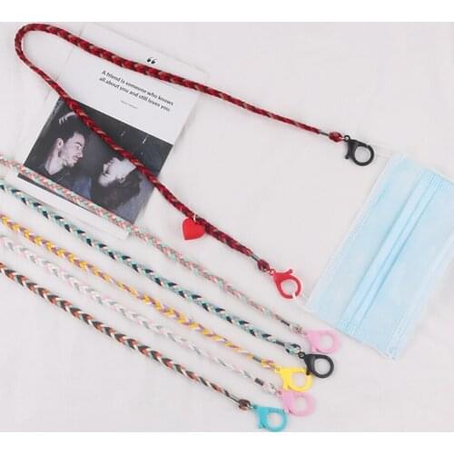 Cotton Thread Mask Chain For Glasses Women Mask Chain Necklace Heart Charm Straps For Sunglasses Lanyard Neck Holder