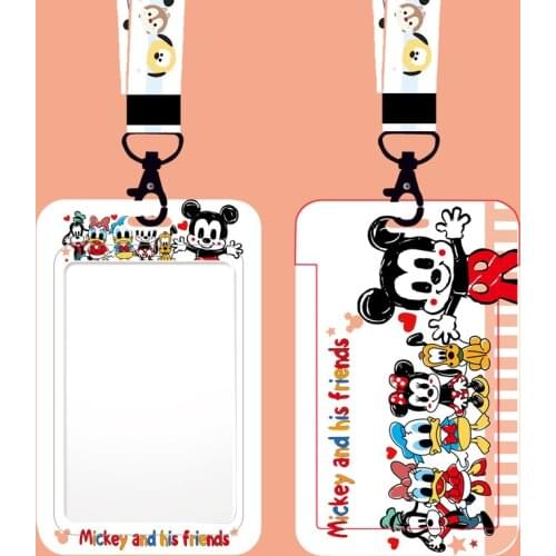 Cartoon ID Credit Bank Card Holder Disney Mickey Mouse Donald Duck Winnie The Pooh Card Cover Hanging Neck Bag ID Card Holder