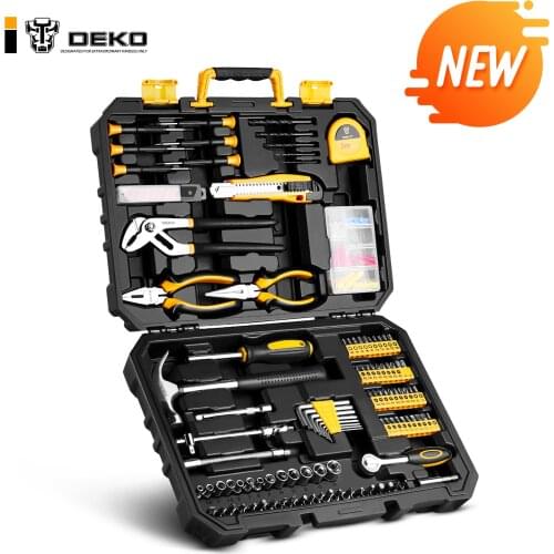 DEKO 196 Pcs Professional Car Repair Tool Set Auto Ratchet Spanner Screwdriver Socket Mechanics Tools Kit W/ Blow-Molding Box
