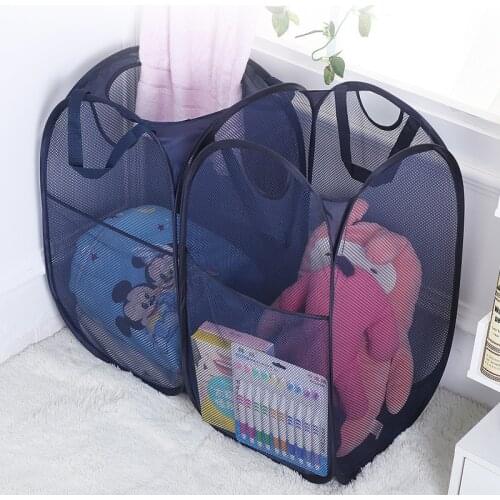 Home Foldable Clothes Storage Baskets Mesh Washing Dirty Clothes Laundry Basket Portable Sundries Organizer Toy Container