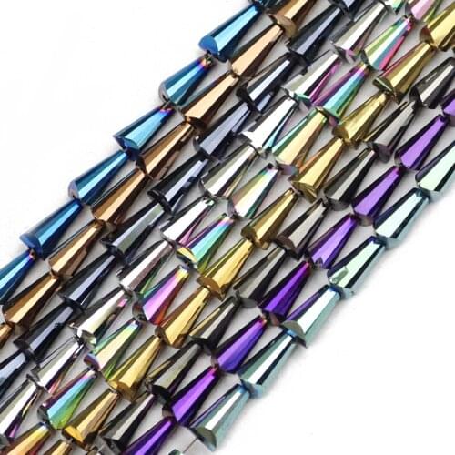 HGKLBB 70pcs Tower shape Austrian crystal beads 4*8mm Plating Color conical loose Spacer beads For Jewelry Making bracelet DIY