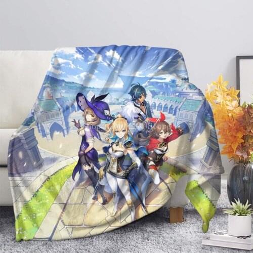 Hot Game Genshin Impact Printed Flannel Throw Blankets for Bed Sofa Couch Cover Adults Kids Bedroom Thin Quilt Custom
