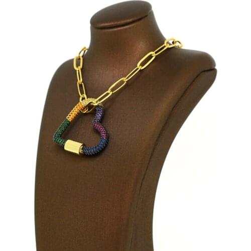 3PCS Hiphop Micro Cubic Zircon Geometry Hand Shape Gold Copper Chain Necklace Pendant New Trend For Women Men Jewelry Gift 2021