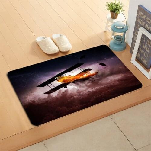 Custom Aircraft Doormat Floor/Bath/Kitchen/Beach Mat Flannel Sponge Fabric 3D Printed Shaggy Custom Decoration For Bedroom