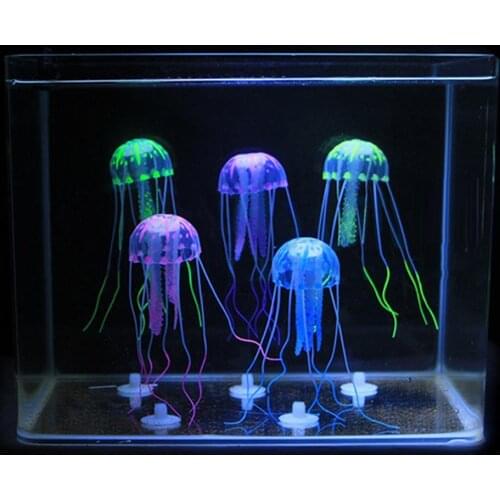 Colorful Aquarium Ornament Transparent Decorative Silicone Fish Tank Jellyfish Decoration for Home Water Tanks Accessories Decor