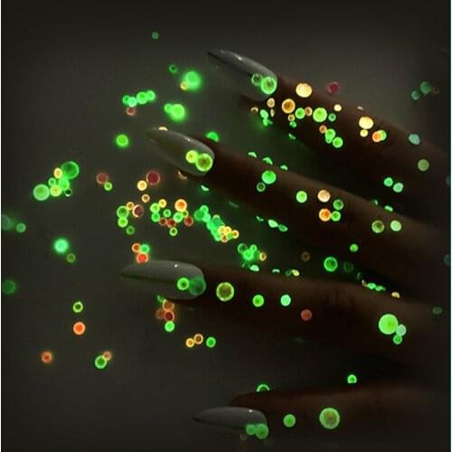 Luminescent Powder Crystal Nail Rhinestone 3D Glitter Fluorescent Powder Glow In Dark Ornaments Neon phosphor dipping powder