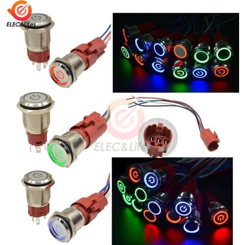 AC 250V 5A 16MM Momentary Latching Metal Push Button Switch with waterproof Led indicator Round/Self-locking power button switch