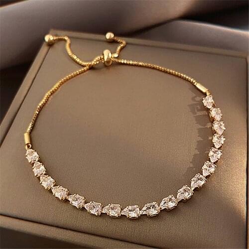 Fashion Charm CZ Tennis Bracelet for Women Crystal Zircon Jewelry Adjustable Gold Silver Color Box Chain Bracelets Gift Jewelry