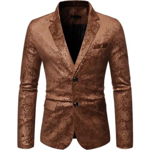 Bronzing dark pattern suits men blazer masculino slim fit casaco jaqueta masculina coats mens casual jacket