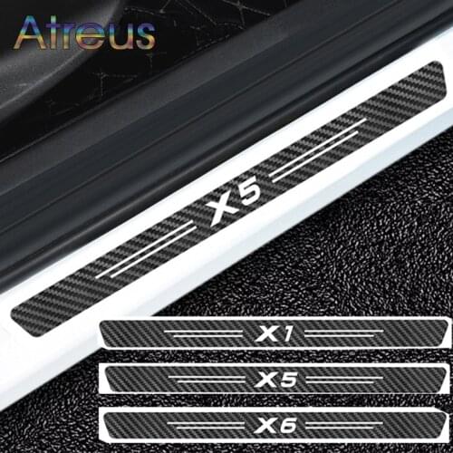 Car Door Threshold Scuff Plate Stickers for BMW X1 X3 X5 X6 F16 E70 E53 F15 G05 E84 F48 E83 F25 G01 F26 G02 E71 G06 Accessories