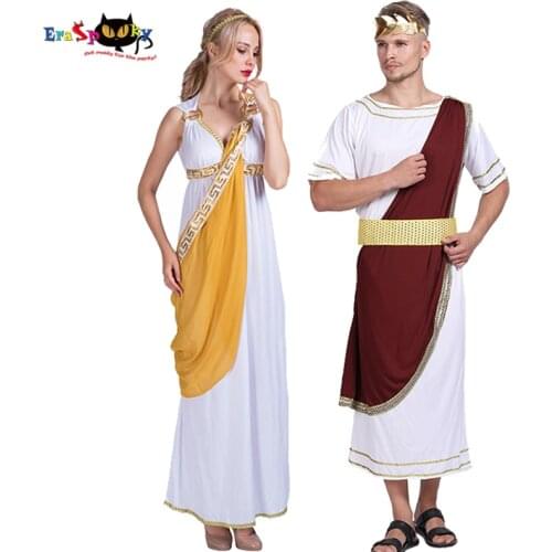 Medieval Women Greek Goddess Dress Cosplay Roman Caesar Knight Robe Men Halloween costume Adult Carnival Couple Matching Outfit