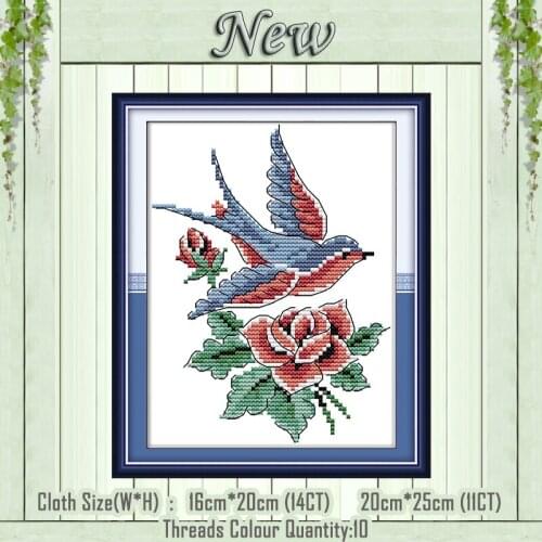 Bird flowers rose animal decor painting counted printed on the canvas DMC 11CT 14CT kits Cross Stitch embroidery needlework Sets