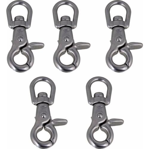 Silver 304 Stainless Steel Multi-purpose Swivel Eye Lobster Clasps Clip Spring Fastener 5pcs