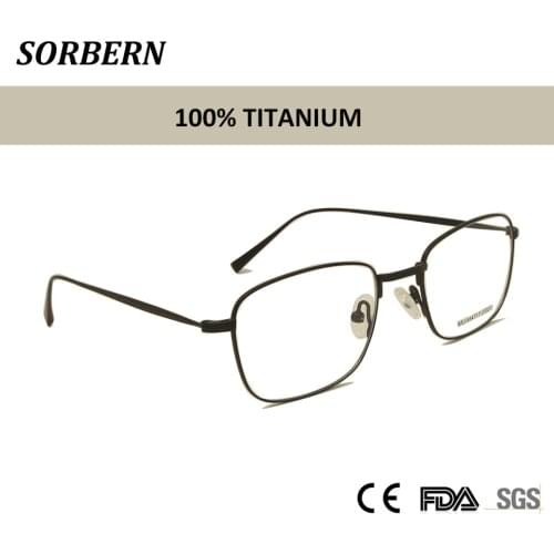 SORBERN Business Men Titanium Glasses Frames Women Ultralight Square Myopia Eyeglasses Optical Eyewear Korean Style Spectacles