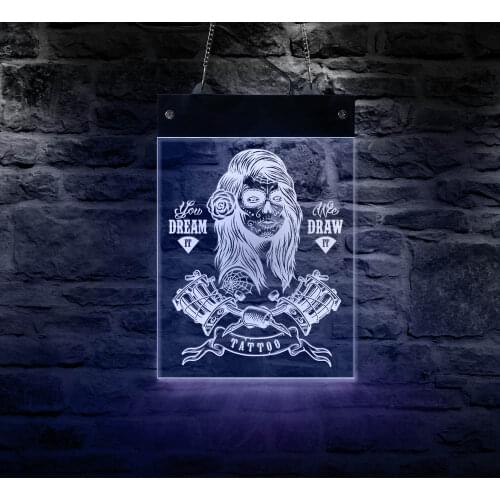 You Dream It We Draw It Tattoo Studio LED Business Wall Art Decor Electric Display Sign Tattooist Lighting Advertisement Board