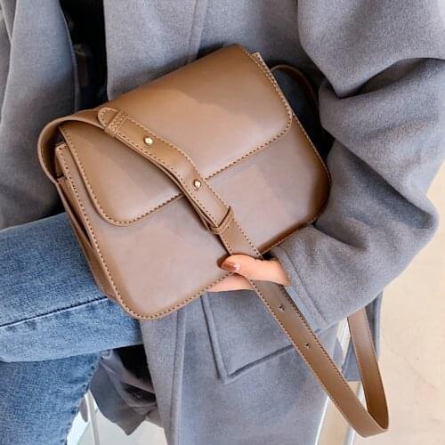 PU Leather Vintage Shoulder Bag for Women 2021 New Trend Simple Fashion Solid Crossbody Bags Ladies Brand Designer Purse Handbag