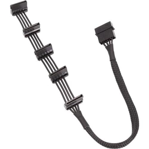 High Speed 1 4Pin IDE Molex To 5 15Pin SATA Power Cable For PC Server DIY Supply Splitter Cord For Hard Drive HDD SSD