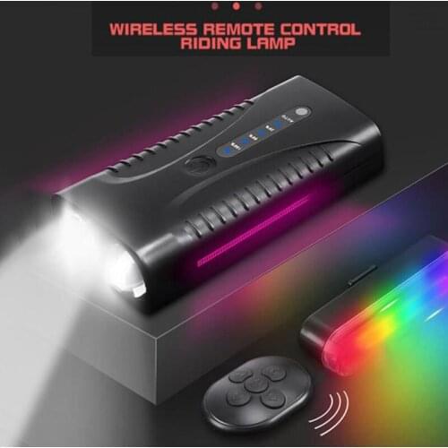 Colorful Bicycle Cycling Light Remote Control Rainbow Tail Flashlight Lantern Lamp for MTB Bike Accessories Safety Warning Light