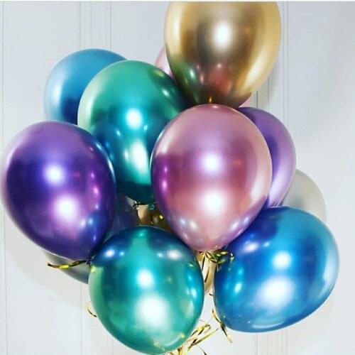 12 inch metal color balloons 10 packs gold and silver birthday party decoration wall decoration metal latex balloons wholesale