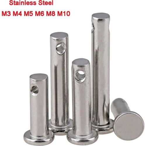 2/3/5/10pcs 304 Stainless Steel Positioning Pin Shaft Flat Head With Hole Cylindrical Pin M3 M4 M5 M6 M8 M10