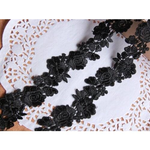3 Yard/lot Diy handmade clothes lace fabric accessories black water soluble lace decoration clothes decoration 3cm