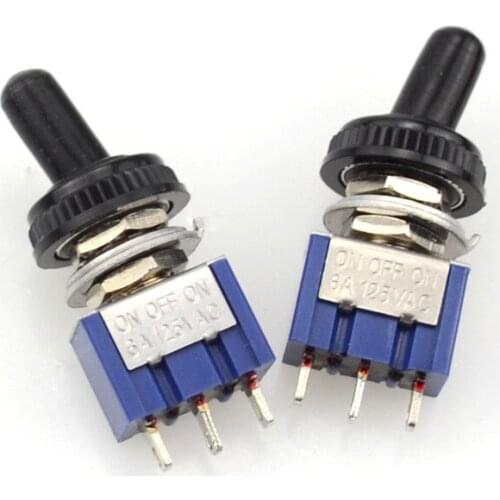 5Pcs Blue Toggle Switch ON/OFF/ON 3 Position SPDT w Waterproof Cover Cap