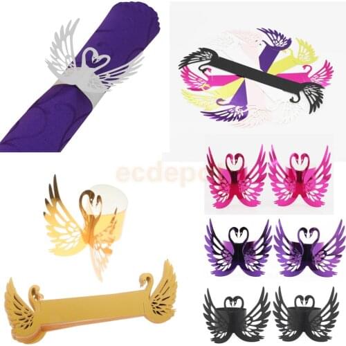 50pcs Swan Paper Napkin Rings Holders Wedding Party Tableware Decoration