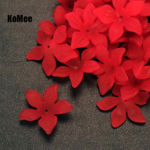 500pcs 28mm Petals Acrylic Hair Jewelry Beads Frosted Translucent Dull Polish Beads Fit Jewelry Handmade DIY Craft Accessories